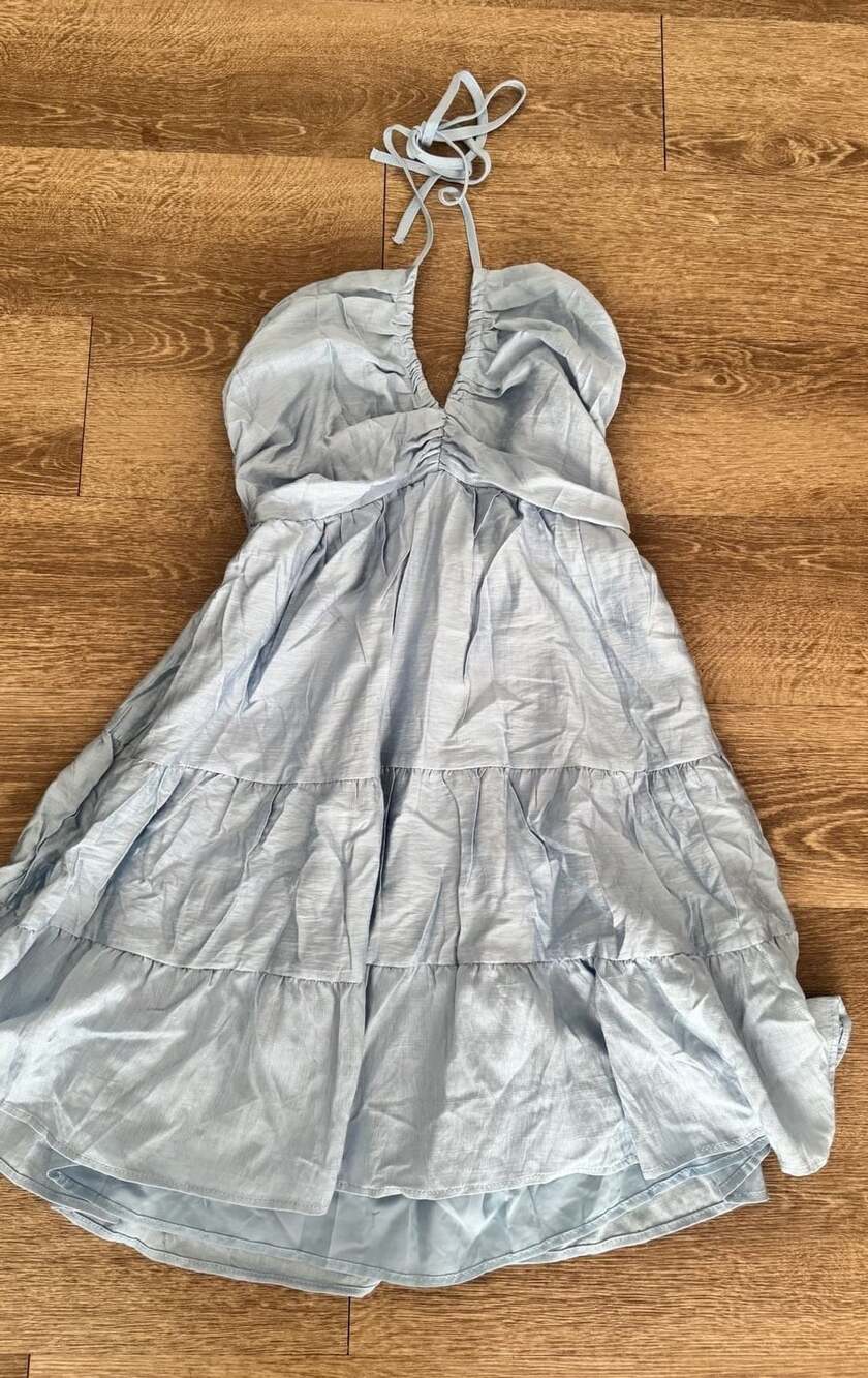 Soly Hux Halterneck Tiered Dress Size S Blue